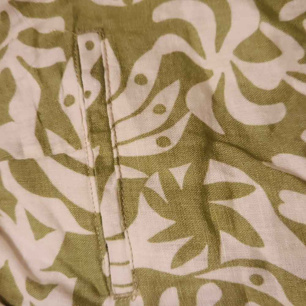 Rachel Zoe Green and White High Waist Linen Shorts Size Medium NWOT - Picture 3 of 7
